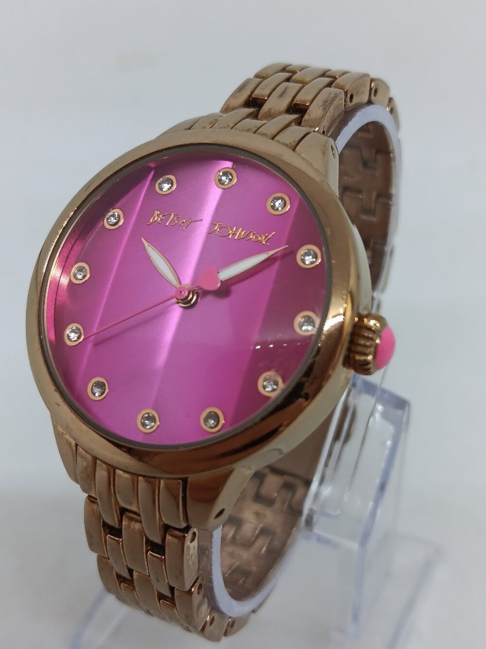 Betsey Johnson BJ00411-03 Women's 35 mm Rose Tone Pink Dial Watch NEW BATTERY